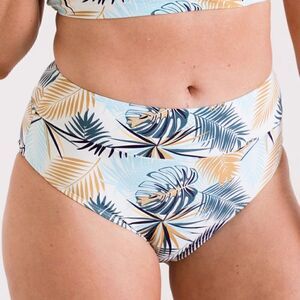 NWT: Midrise Full Coverage Briefs Bikini Swim Bottom in Green Palm